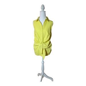 Nine West Yellow Sleeveless Tie Front Women's Top